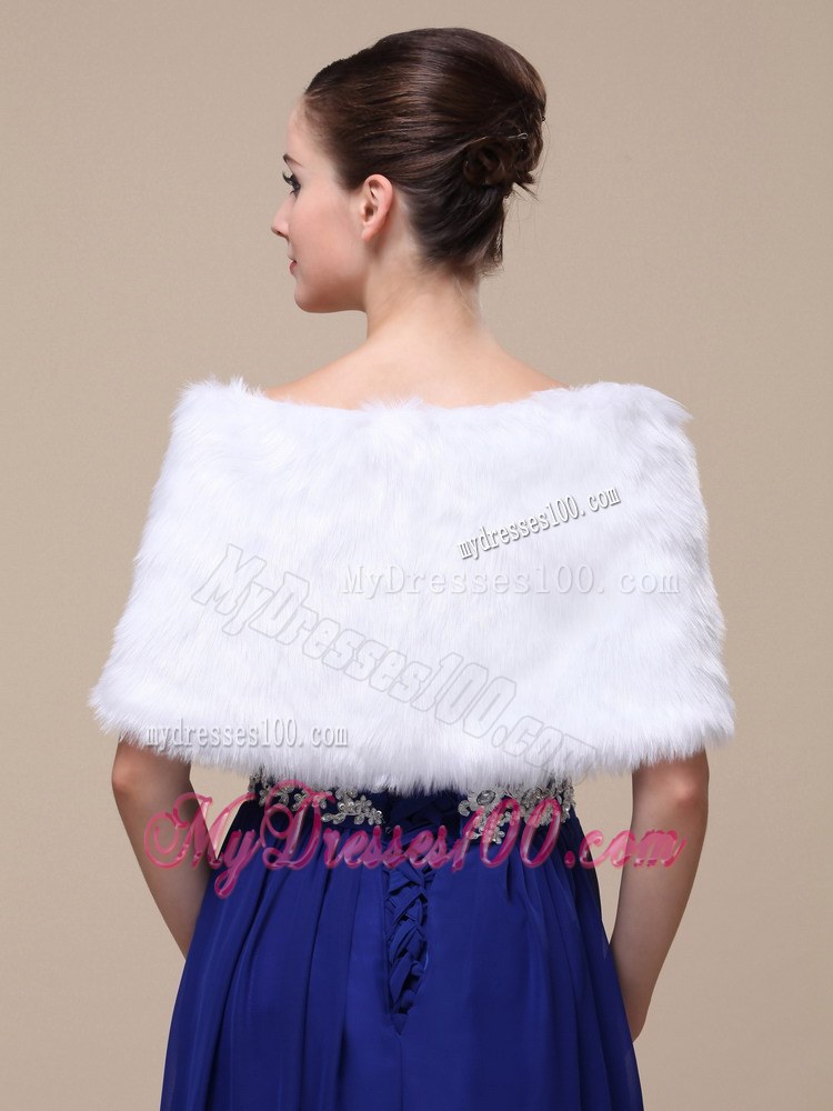 Rabbit Fur Special Occasion / Wedding Shawl In Ivory With Off The Shoulder